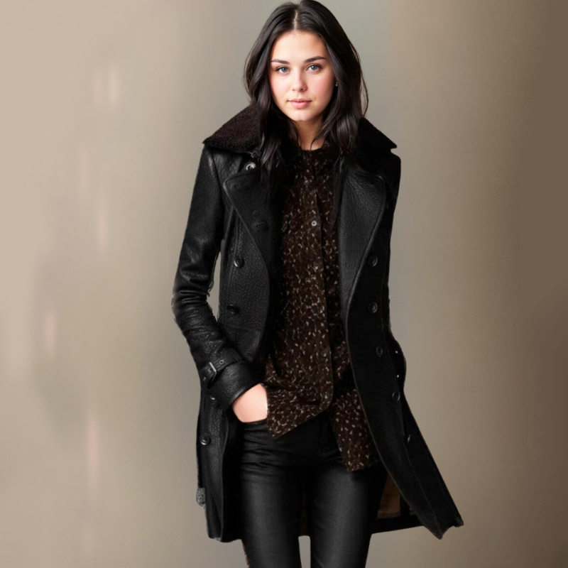 Birgit – Luxuriöse Lederjacke Graben Mantel