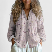 Carolin | Damen Bedrucktes Knopfleiste Vorne Casual Top