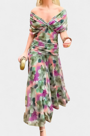 Rawan – Maxikleid Aus Chiffon Mit Schulterfreiem Ausschnitt