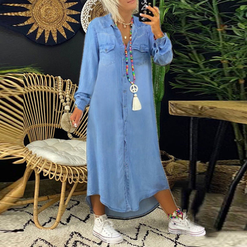 Dorota – Langärmliges Jeans Kleid
