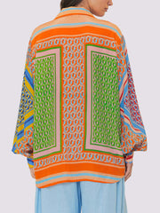 Vollständiges geometrisches Multicolor – Oversized-Hemd und Bloom-Hosen