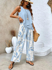Zweiteiler-Set mit ärmellosem Top & weiter Hose – Sommerlook