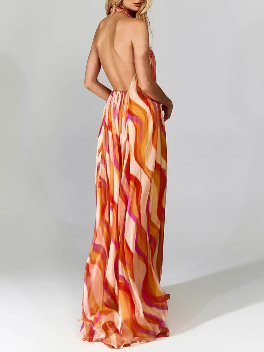 Marlyn – Rückenfreies Maxikleid mit Neckholder-Ausschnitt