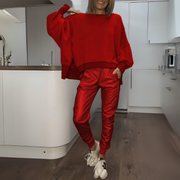 SANDY - SET AUS SATINIERTEM PULLOVER UND JOGGER