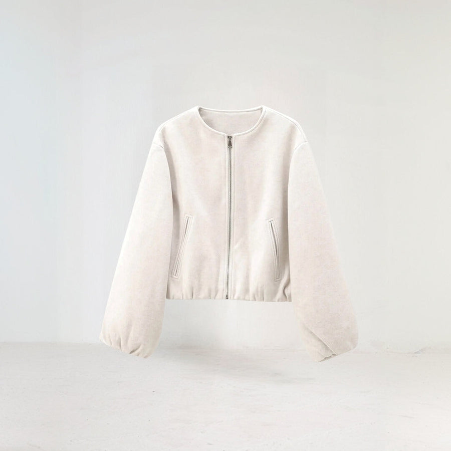 Cropped Damen Übergangsjacke – mit Ballonärmeln & modernem Schnitt