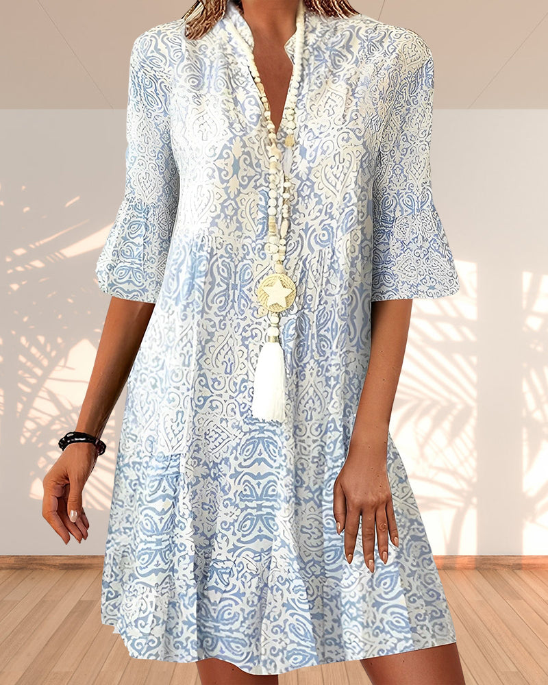 Krema - Boho A-Linien Kleid Damen | Ärmel im Bohemian-Stil mit ausgestelltem Kleid