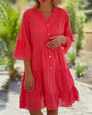 Khloe - A-Linien-Kleid mit Knopfleiste vorne für Damen | Kleid im sommerlich luftigen Look