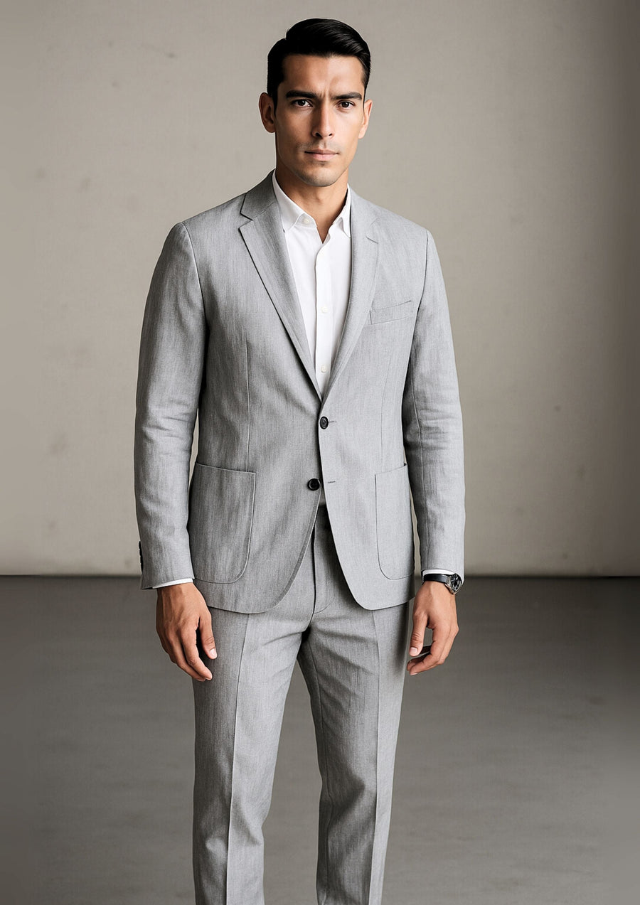 Zephyr Elegantes Leinen-Set für Herren | Grau