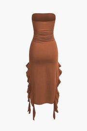 Sofia | Elegantes Bandeau-Maxikleid mit Volant-Details – Zeitlose Raffinesse