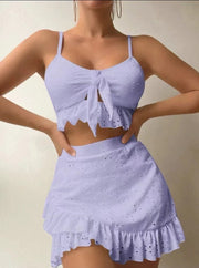 Damen Zweiteiler – Baumwolle – Ärmelloses Top & Weite Hose – Sommer
