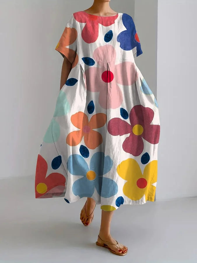 ELIANA | Midikleid mit Blumenmuster, lässigem Stil und sommerlichem Komfort für bunte Tage