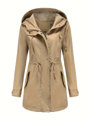 Damen Lange Regenjacke Mit Reißverschluss | Langarm