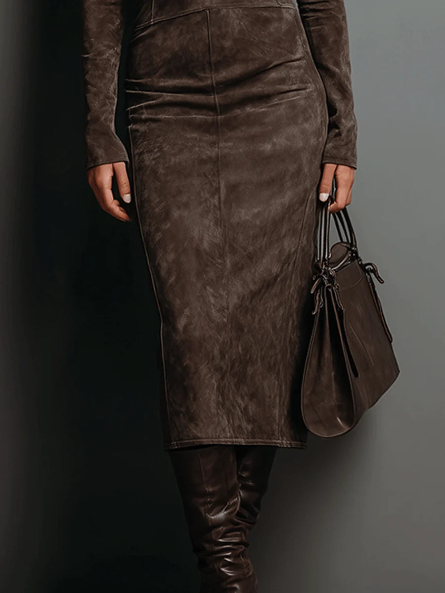 Ava™ - Wildleder Midi-Kleid