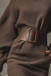 Strick-Minikleid für Damen | Mit Laternenärmeln und Gürtel