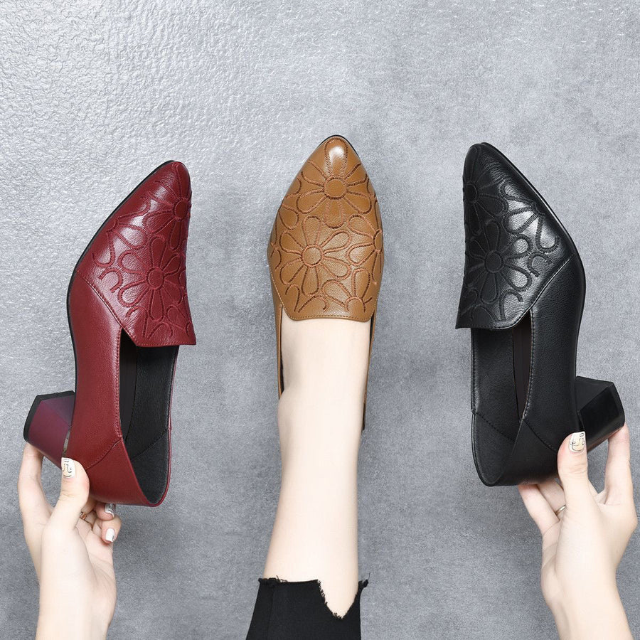 Tonette - Weiche vegane Leder Pumps mit Stickerei