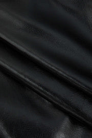 Danica | Eleganter Midirock mit asymmetrischem Kunstleder und Leinen-Design