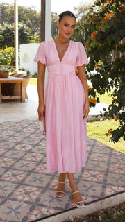 Sommerkleid Damen V-Ausschnitt Puffärmel Tailliert