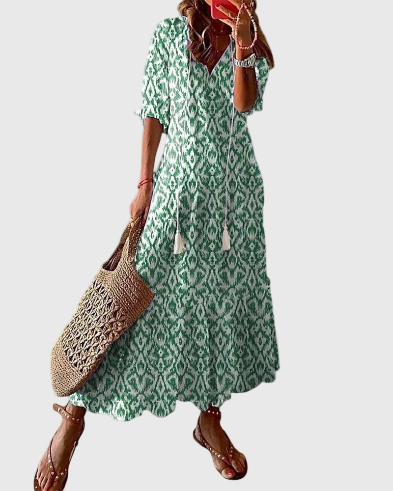 Theresa | Damen Boho Vintage Sommer Maxikleid – Boho Maxi Vintage Sommer 2026