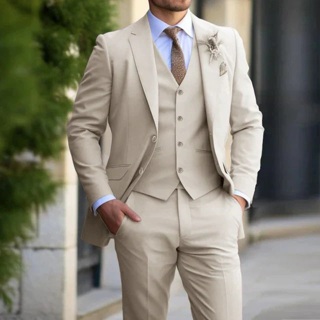 3-teiliges Herren-Set – Business-Blazer, Strickjacke, Hose, Smart Casual, formeller Stil