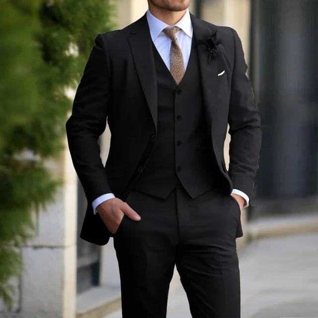 3-teiliges Herren-Set – Business-Blazer, Strickjacke, Hose, Smart Casual, formeller Stil