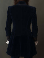 FEDERICA | LANGE VINTAGE-JACKE AUS MARINEBLAUEM SAMT MIT STICKEREIEN