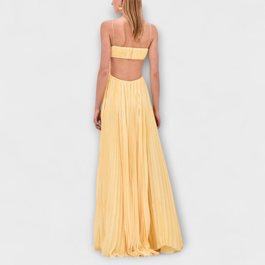 Mireille - Elegantes Maxikleid mit Plissee-Ausschnitt
