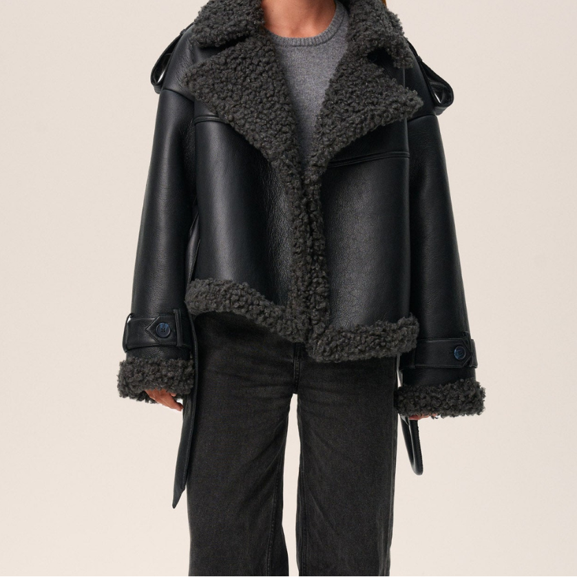 Geraldine™ - Gürtel-Shearling-Mantel