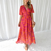 Luna™ - Modernes Flora Midi-Kleid