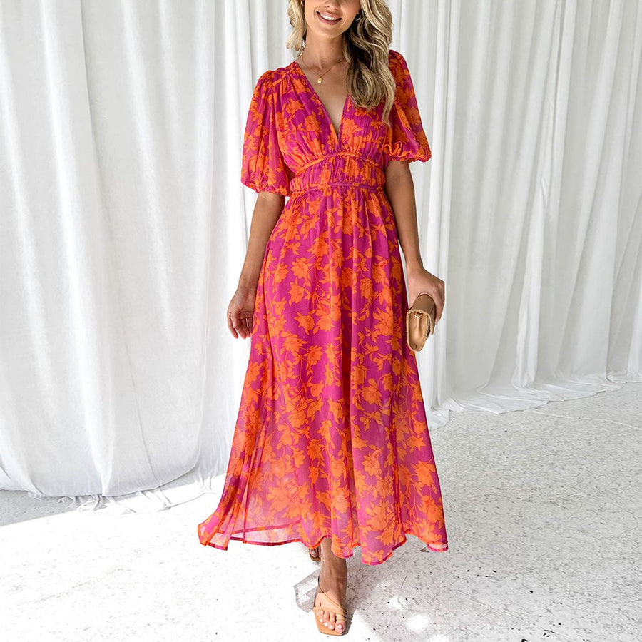 Luna™ - Modernes Flora Midi-Kleid