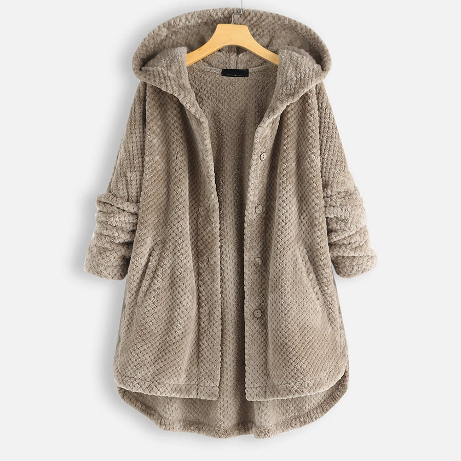 Kuschelige Damen Fleecejacke mit Kapuze – Lässige Winterjacke im Oversize-Look, Verschiedene Farben
