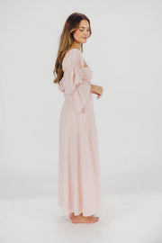 Corrine - langes Kleid mit rüschenärmeln und taschen - ballerina-pink - stoßfest