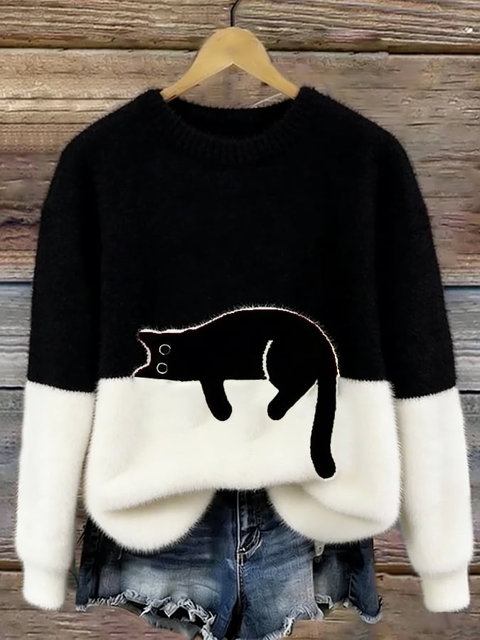 JUNA | DAMEN-SWEATSHIRT MIT KATZENMOTIV