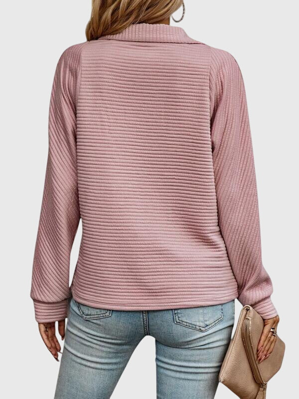 Christa | Damen Lässiger Langarm-Pullover mit Reißverschluss