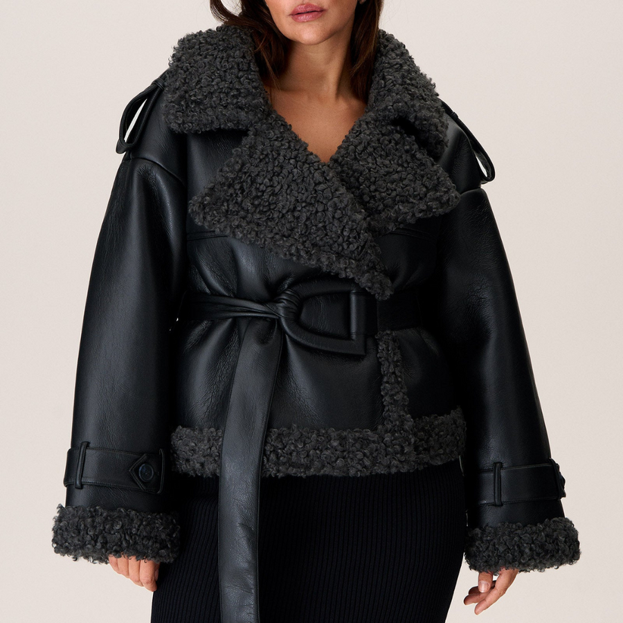 Geraldine™ - Gürtel-Shearling-Mantel
