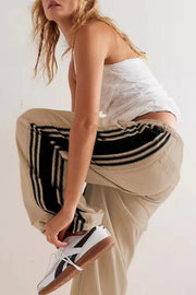 Damen Luftige Weite Freizeit Jogginghose Mit Seitenstreifen – Loungehose