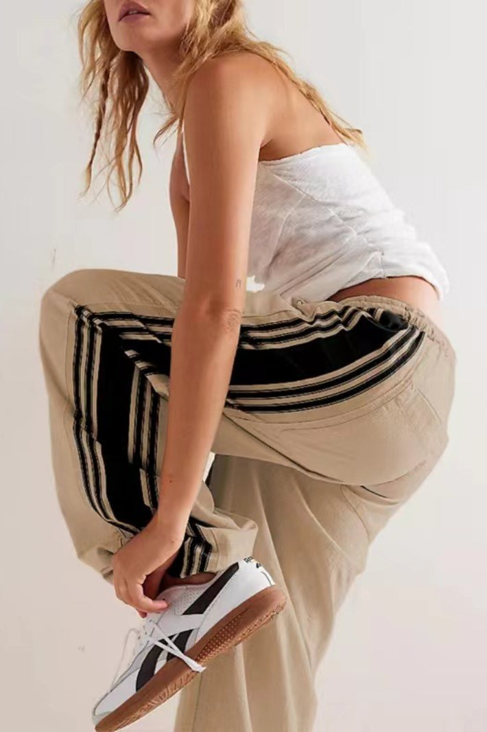 Damen Luftige Weite Freizeit Jogginghose Mit Seitenstreifen – Loungehose