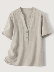 Sharron – Elegante Blusa V-Ausschnitt Mit Knopf