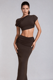 Melody | Asymmetrisches Zweiteiler-Set mit One-Shoulder Crop-Top & Maxi-Rock