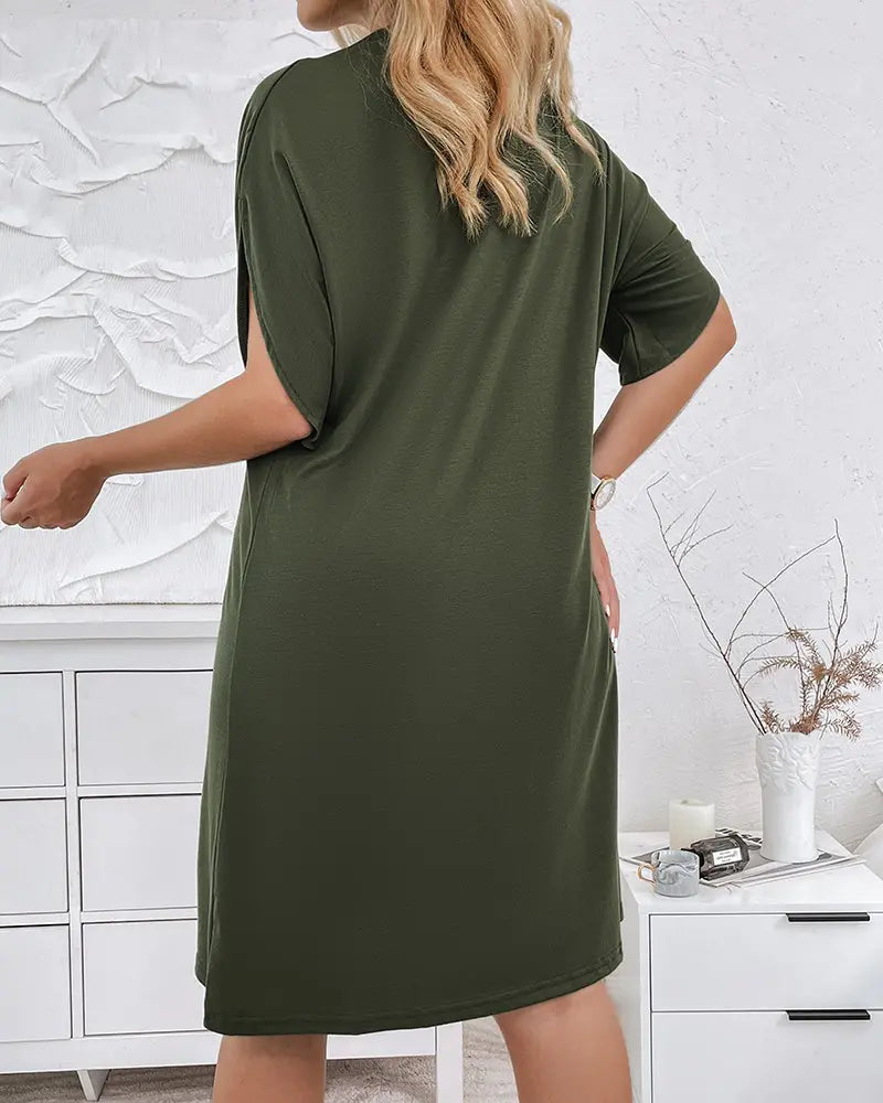 Elegantes V-Ausschnitt-Kleid für Damen mit Raffinierten Details