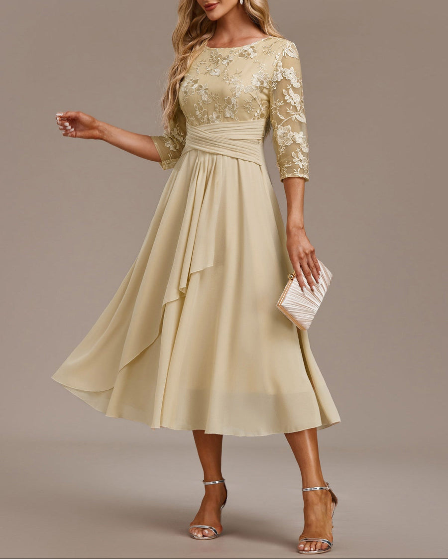 Elin™ - Champagnerkleid mit zarten Stickereien