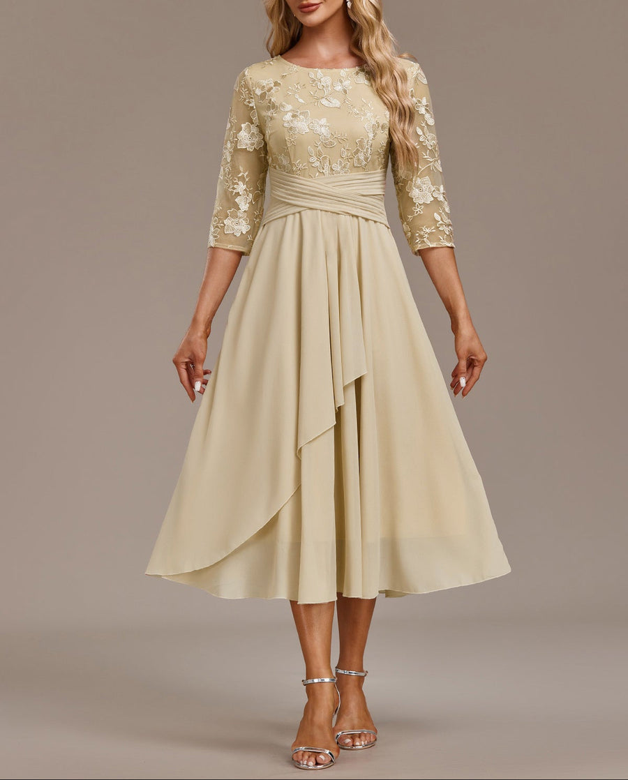 Elin™ - Champagnerkleid mit zarten Stickereien