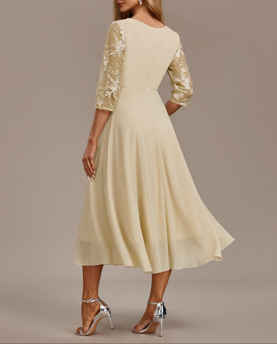 Elin™ - Champagnerkleid mit zarten Stickereien