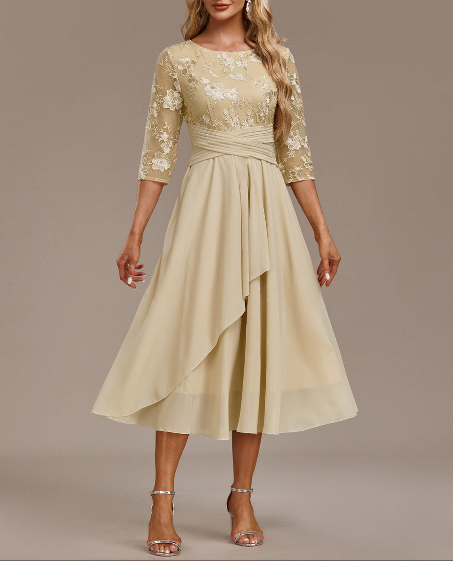 Elin™ - Champagnerkleid mit zarten Stickereien