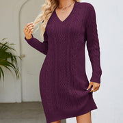 Bequemes | Herbstkleid aus Zopfstrick mit Langarm Für Frauen für dich