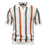 Herren-Poloshirt aus Rippenstrick mit vertikalen Streifen - Álvaro