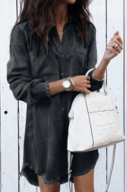 Mia | Denim-Hemdkleid Damen modern und lässig geschnitten