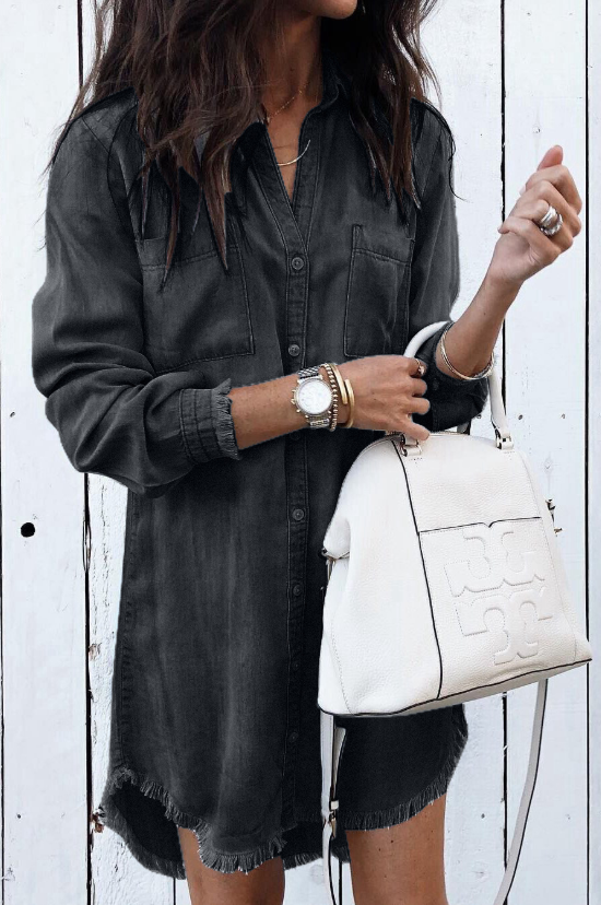 Mia | Denim-Hemdkleid Damen modern und lässig geschnitten