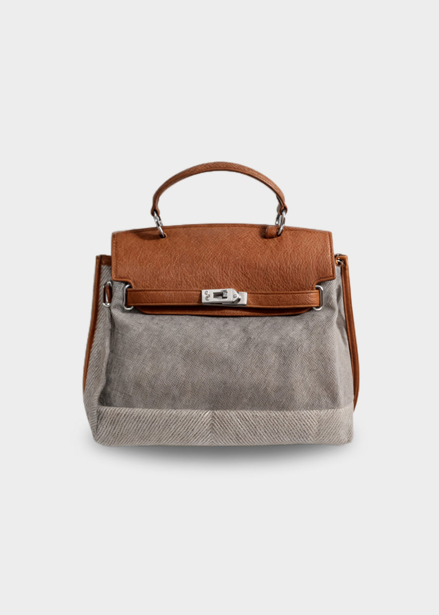 Große Canvas Tasche Damen – Vegane Leder Shopper mit Reißverschluss