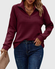 Christa | Damen Lässiger Langarm-Pullover mit Reißverschluss