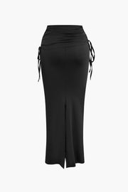 Melody | Asymmetrisches Zweiteiler-Set mit One-Shoulder Crop-Top & Maxi-Rock